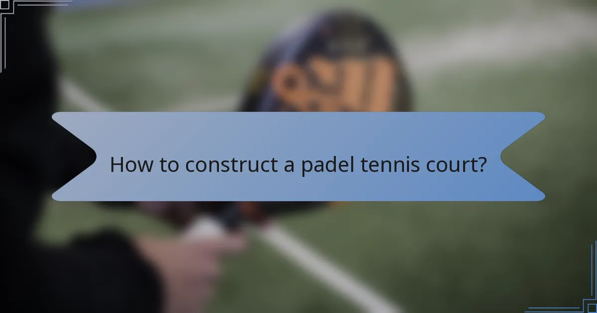 How to construct a padel tennis court?